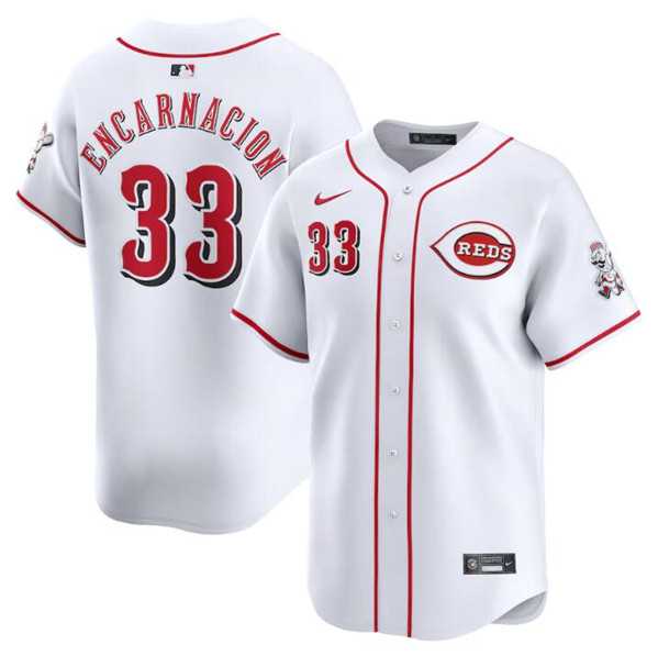 Men%27s Cincinnati Reds #33 Christian Encarnacion White Home Limited Baseball Stitched Jersey Dzhi